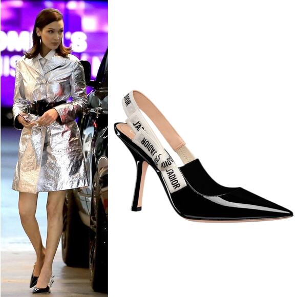 Christian Dior J'Adior 100 Slingback Pumps Patent Leather Black Size 39 - Picture 1 of 15